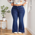 Elastic Bell Bottom Jeans Casual
