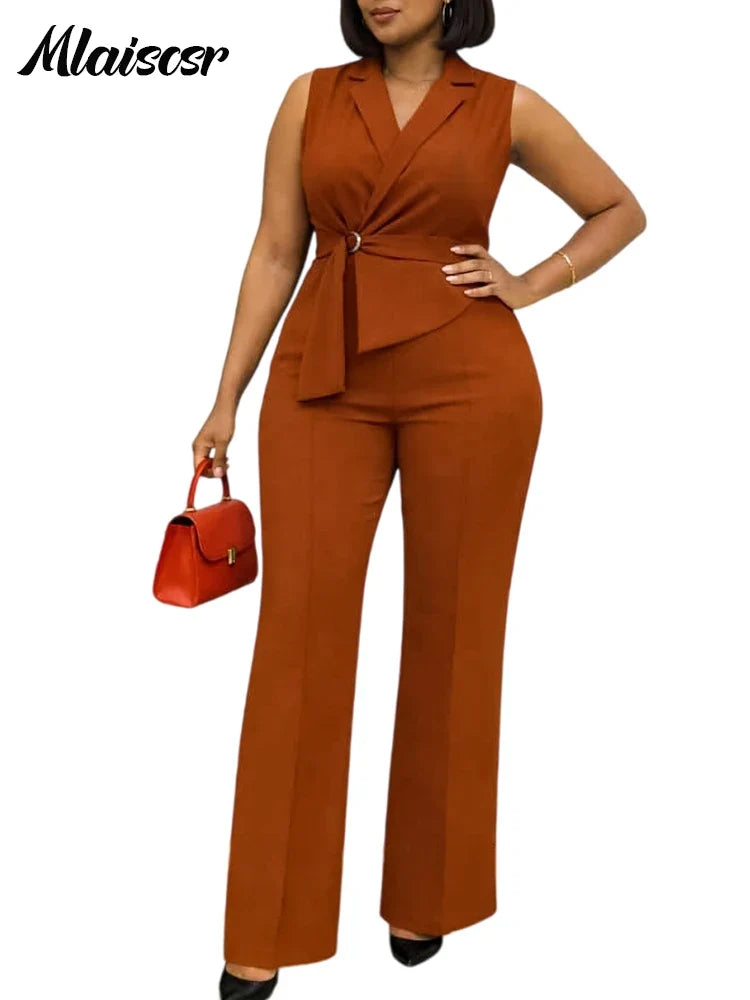 Sleeveless Wrap Wide-Leg Pantsuit