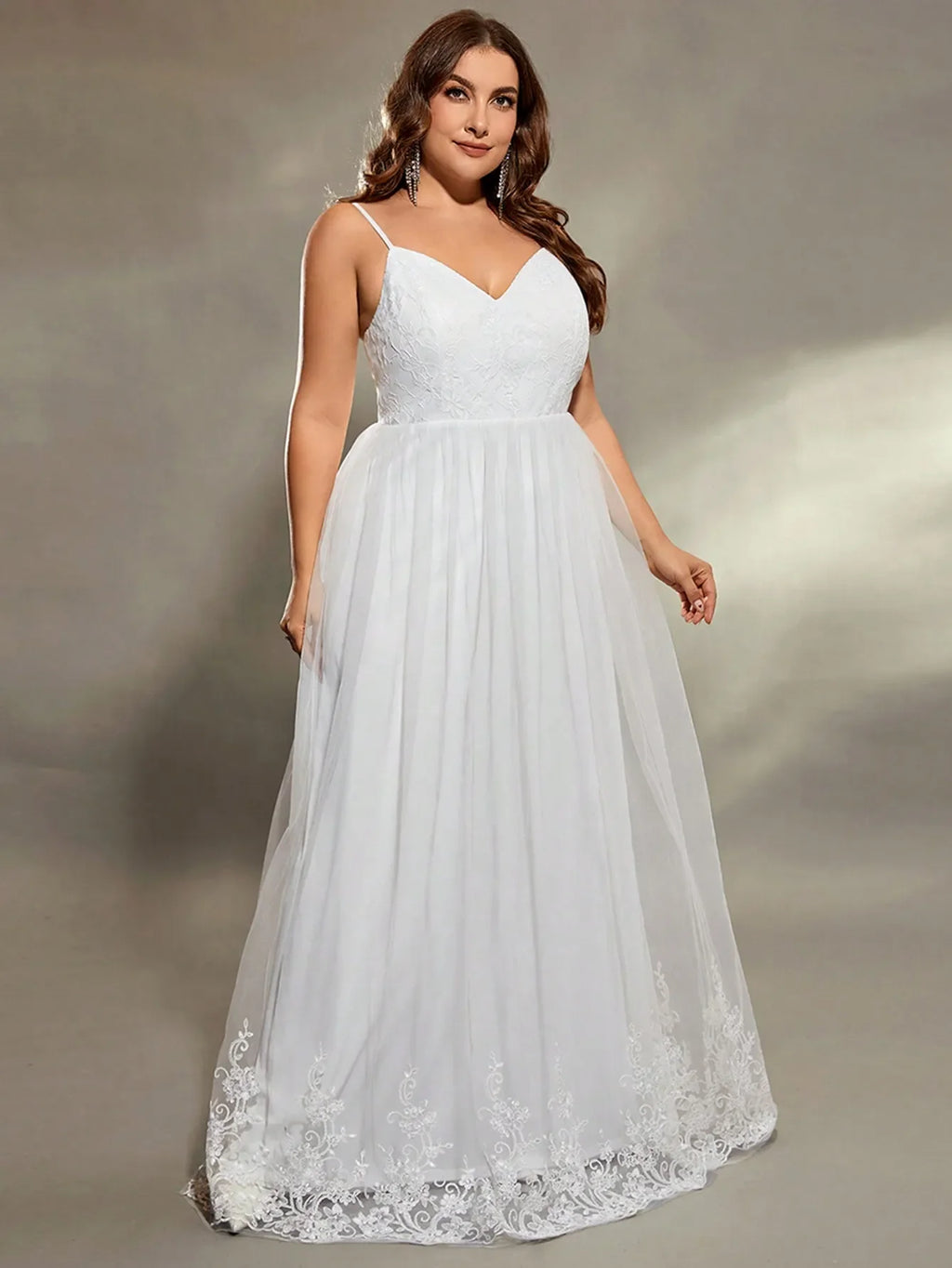 Lace patchwork & Tulle A-Line Midi Dress