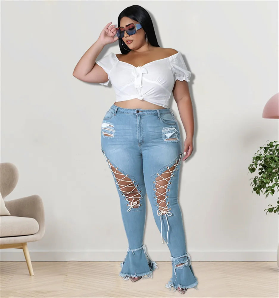 Glam Ripped High-Waist Jeans