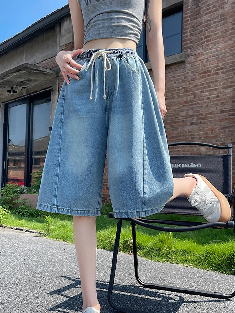 Curve Ease Denim Culotte Shorts