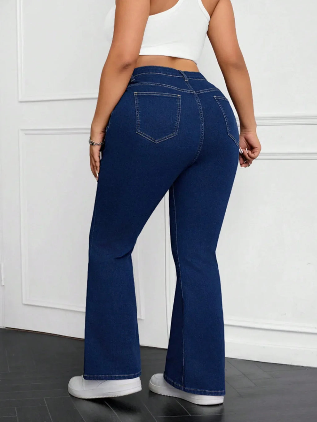 Elastic Bell Bottom Jeans Casual