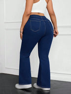 Elastic Bell Bottom Jeans Casual