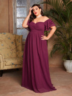 Ruffle Sleeve Plus Size Maxi Dress