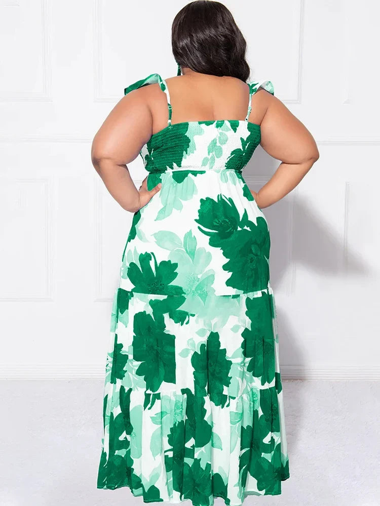 Flower Printed Off Shoulder Dress