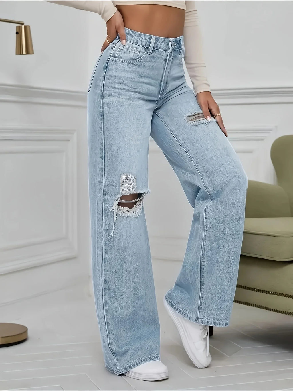 Stretch ripped trousers jeans