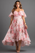 Pink Chiffon Floral Maxi Dress