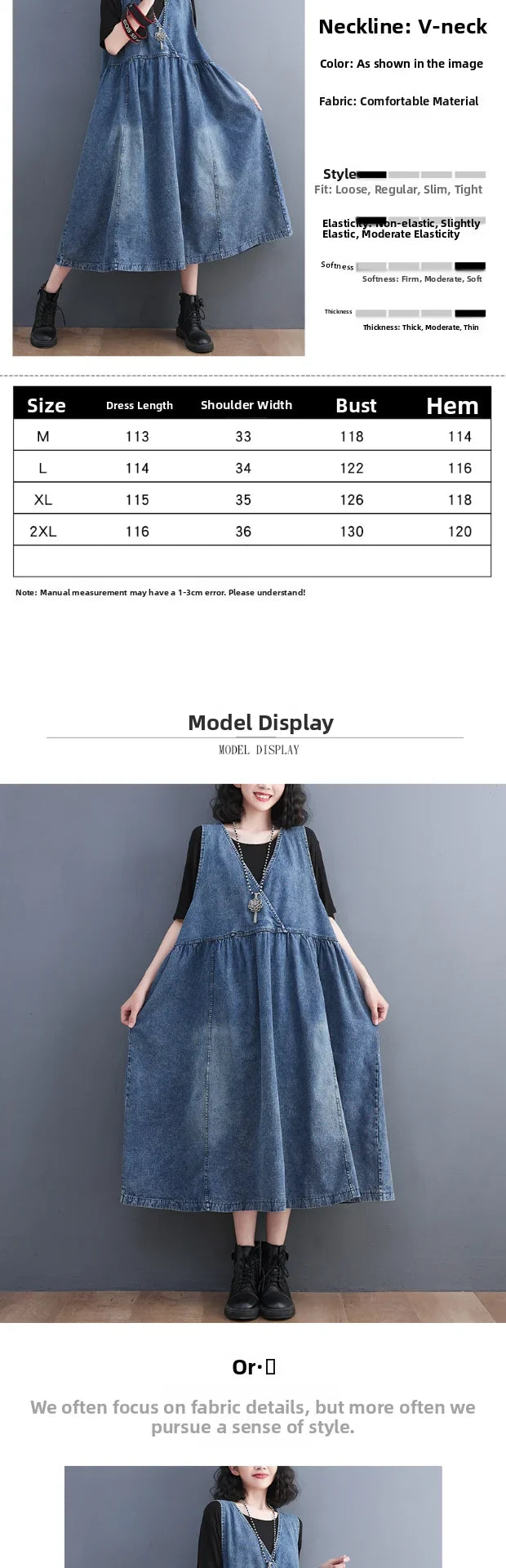 Curve Boho Denim Pinafore Dress
