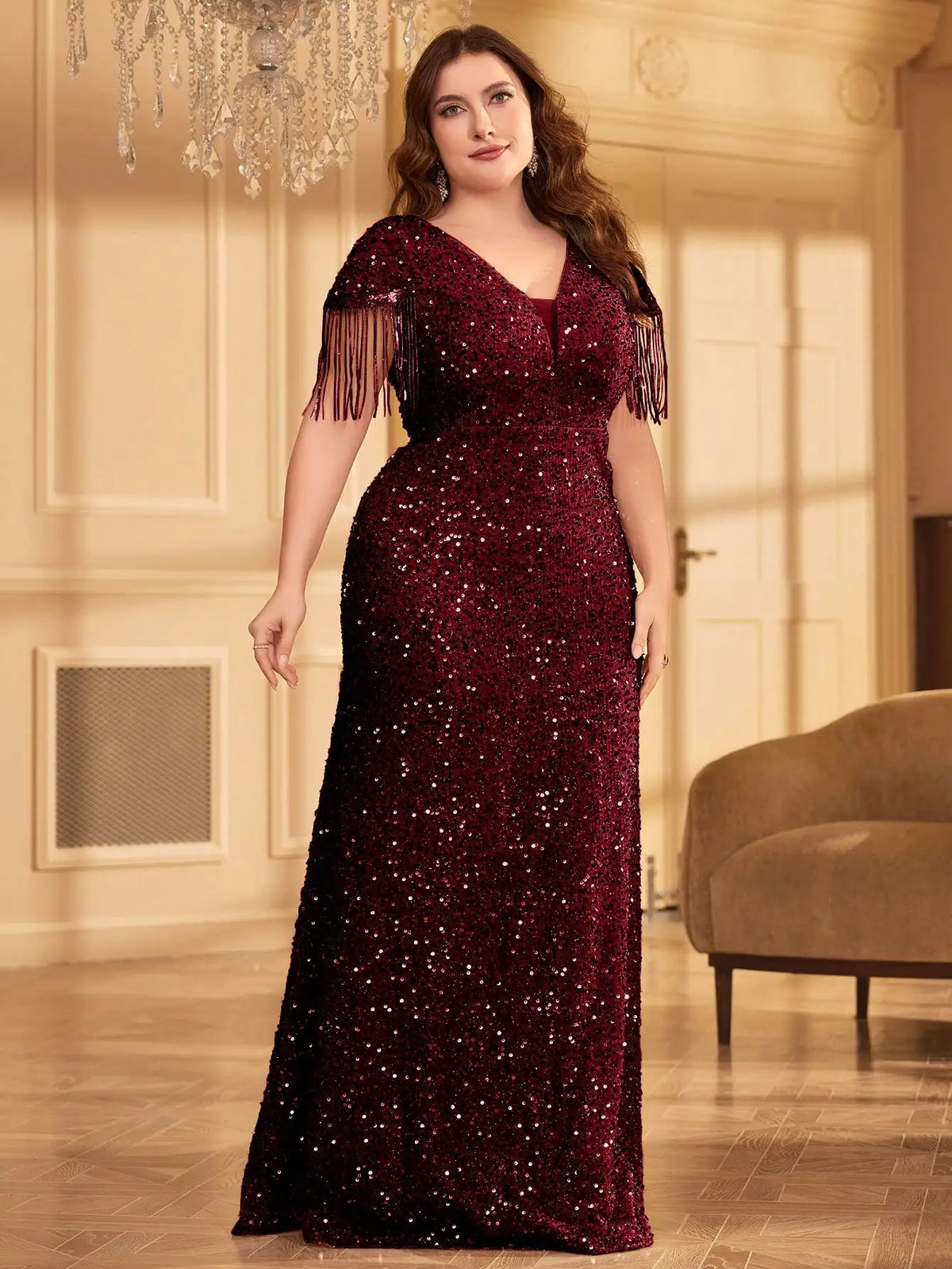 Sequin Fringe Formal Dress