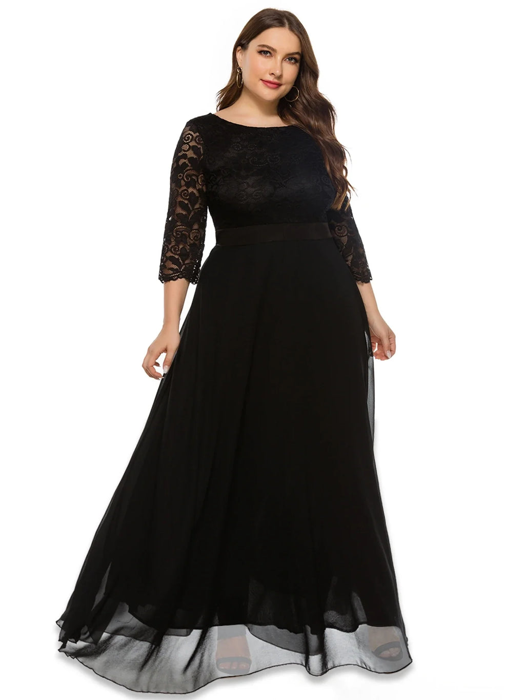 Merlot Romance Lace Sleeve Tulle Maxi Gown