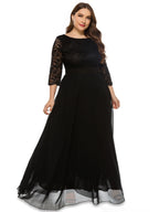 Merlot Romance Lace Sleeve Tulle Maxi Gown