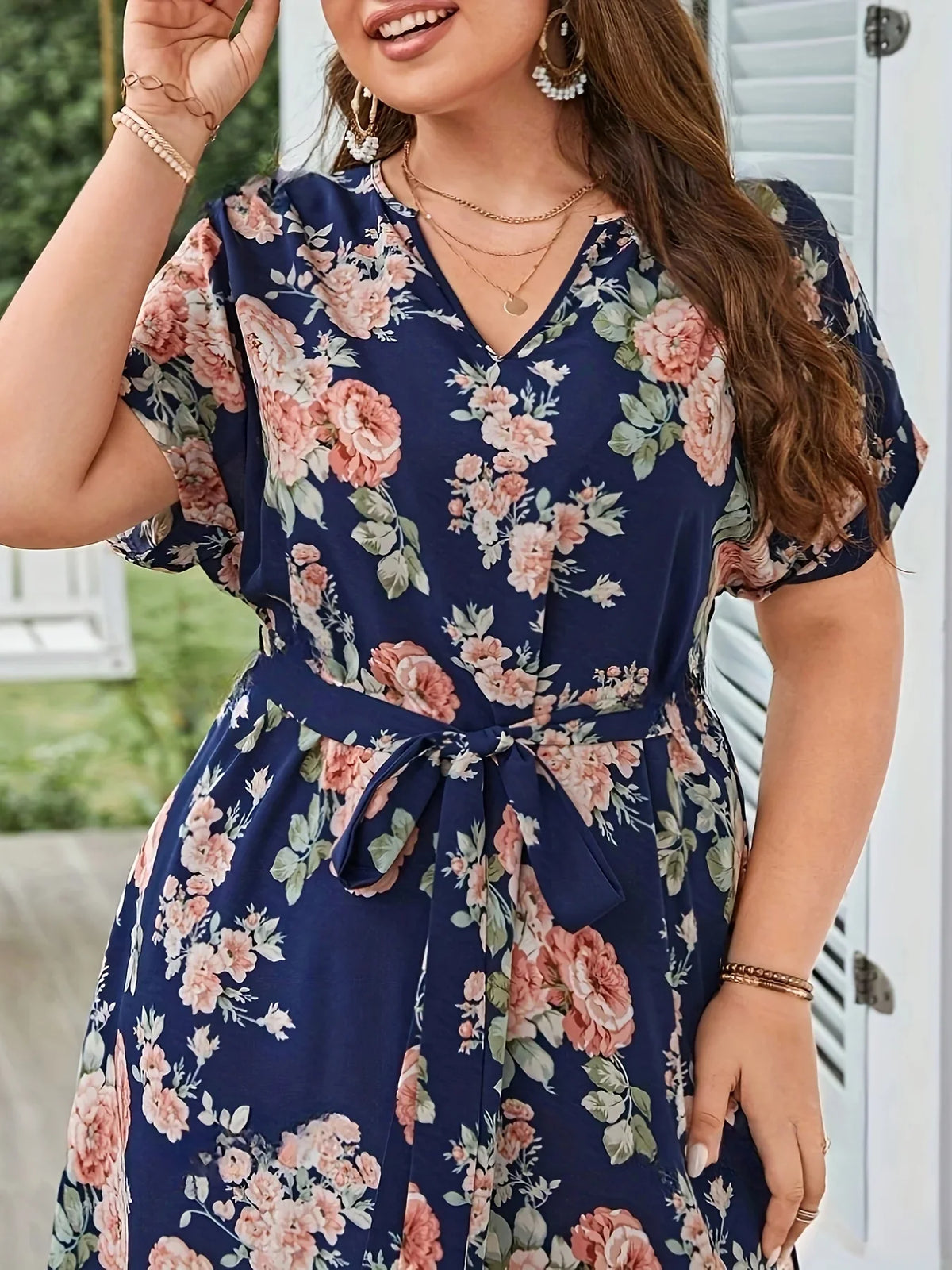 Curve Bloom Belted Dress