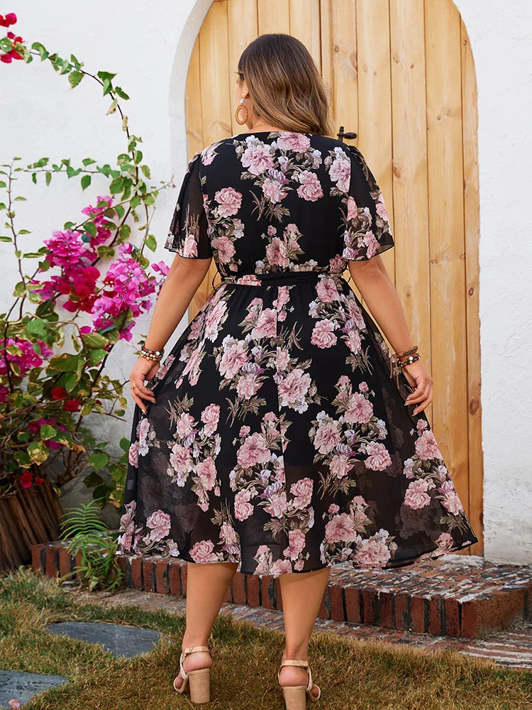Midnight Rose Wrap Dress