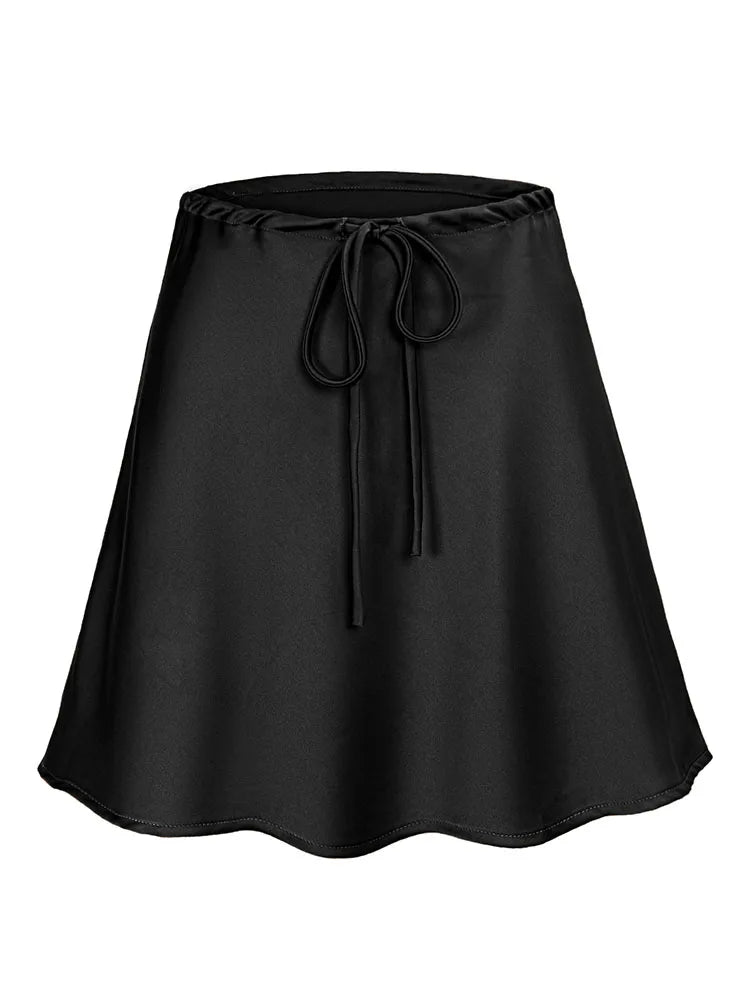 Curve Satin Drawstring Mini Skirt