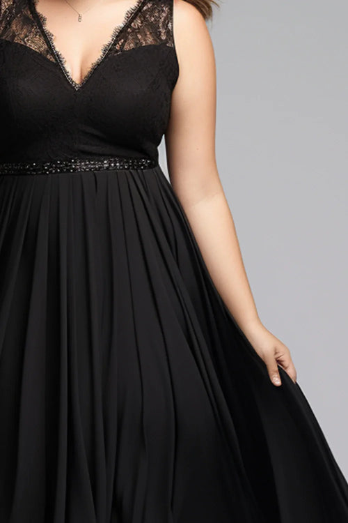 Chiffon Sleeveless Empire Waist Tea-Length Dress