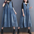 Curve Boho Denim Pinafore Dress