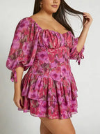 Print Chiffon Tiered Mini Dress