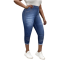 Faux Denim Print Capri Leggings