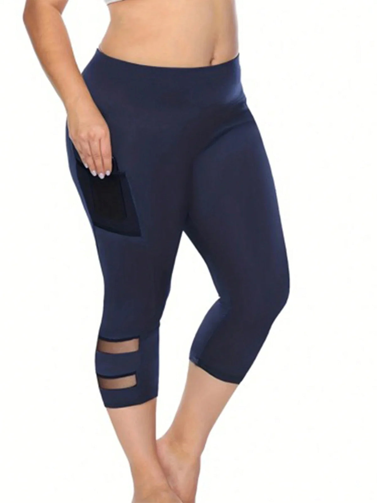 Contrast Mesh Capri Leggings