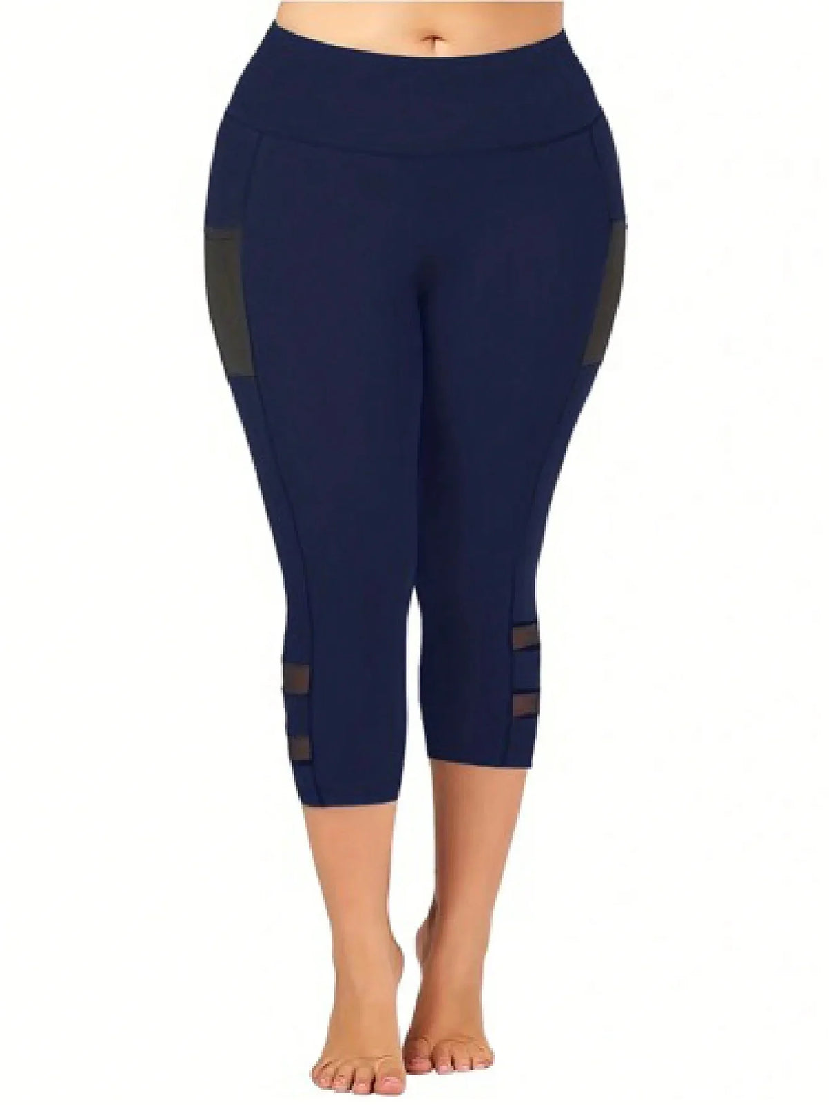 Contrast Mesh Capri Leggings