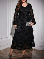 Floral Lace Bell Sleeve Party Dress