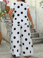 Polka Bow Side Tie Pant Suit
