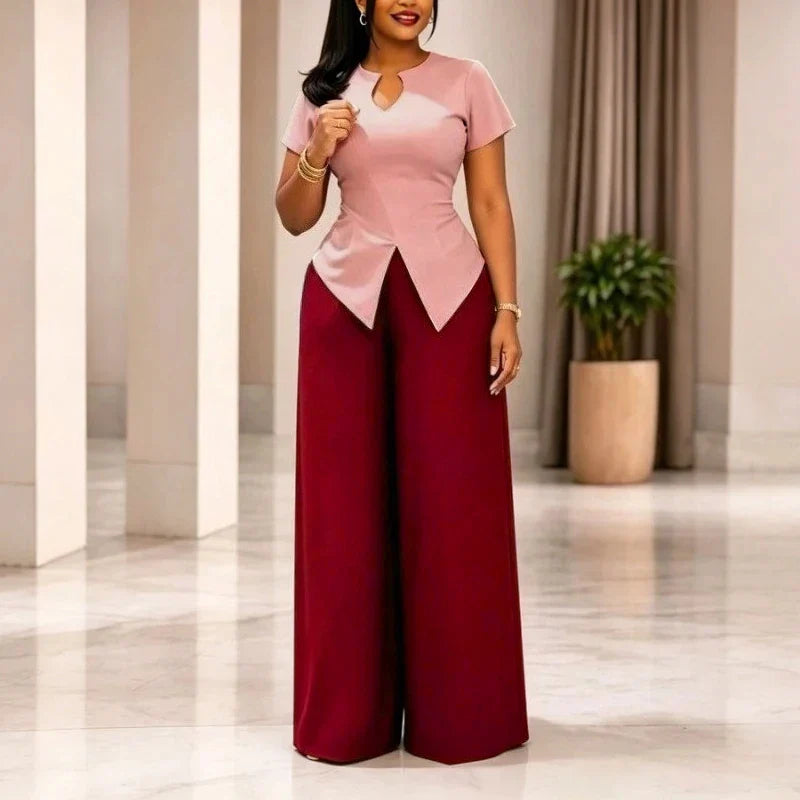 Split-Hem Top and Wide-Leg Pants