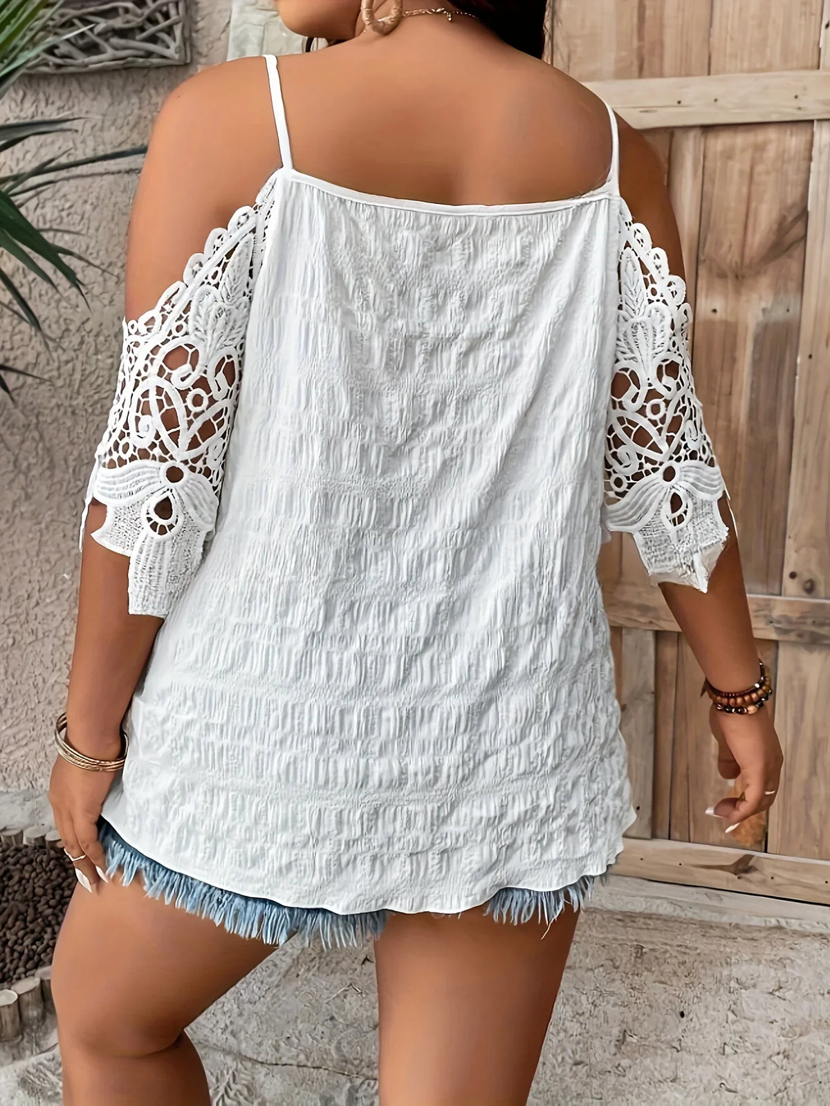Curve Crochet Cold Shoulder Top