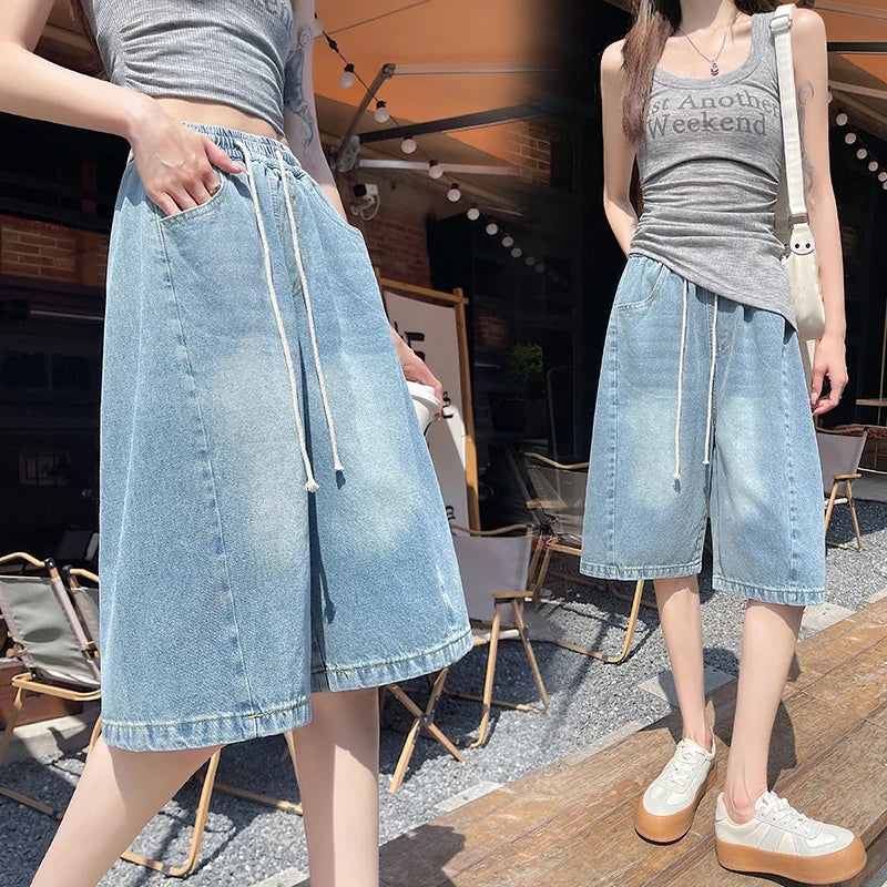 Curve Ease Denim Culotte Shorts