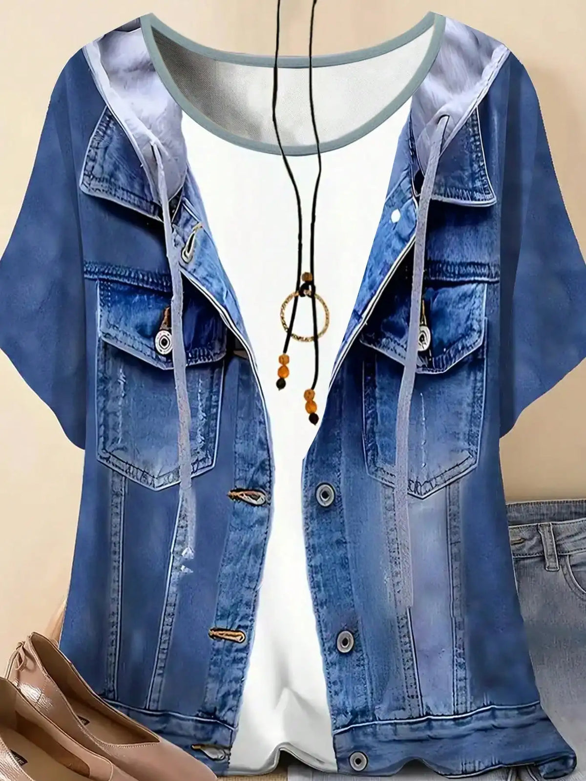 Curve Denim Illusion Tee