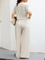 Pinstripe Button-Front Pantsuit