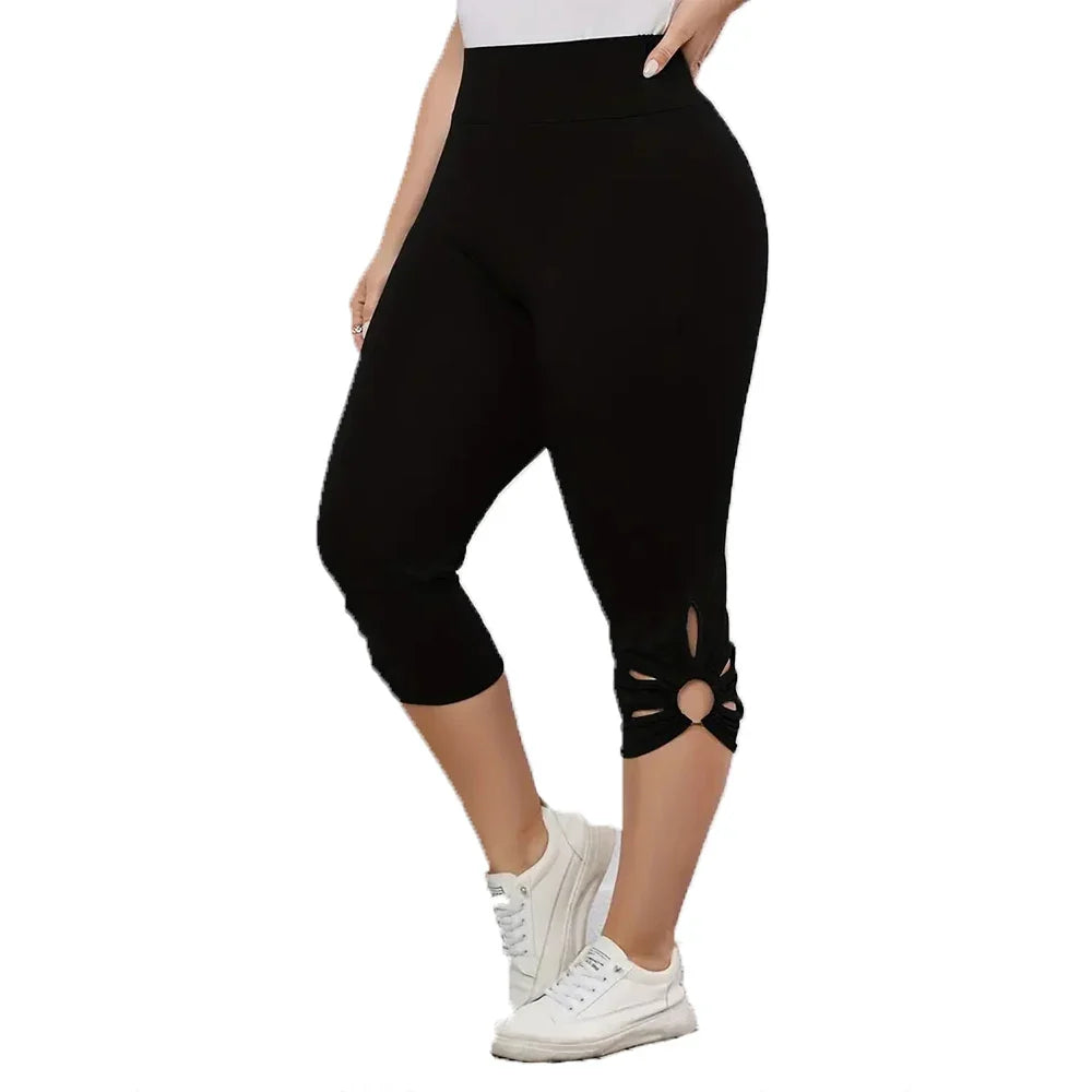 Elastic Waist Seamless Casual Capri Leggins