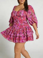 Print Chiffon Tiered Mini Dress
