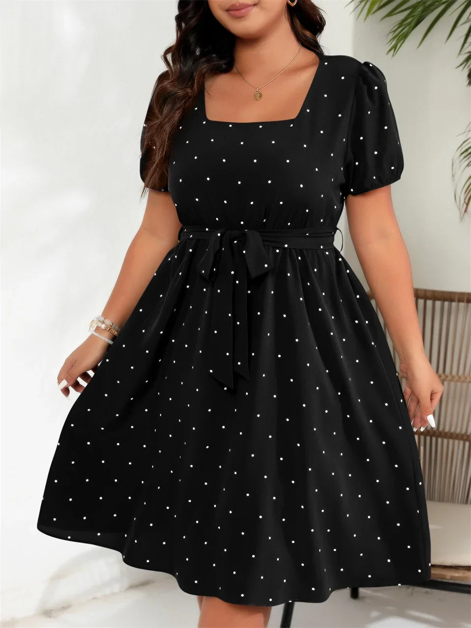 Curvy Charm Polka Dot Dress