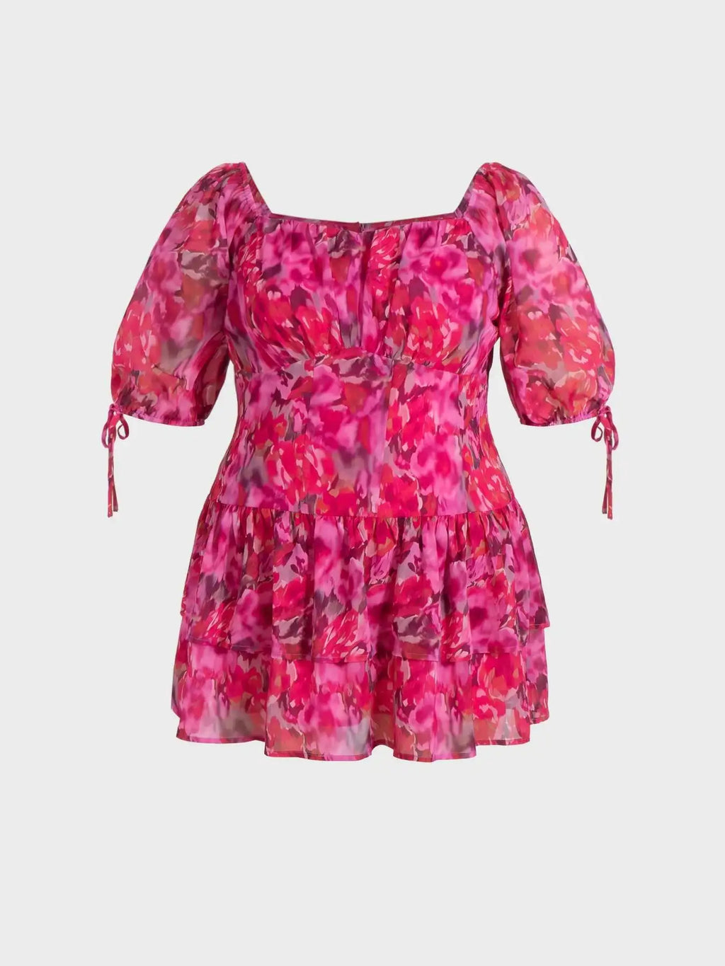 Print Chiffon Tiered Mini Dress