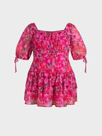Print Chiffon Tiered Mini Dress