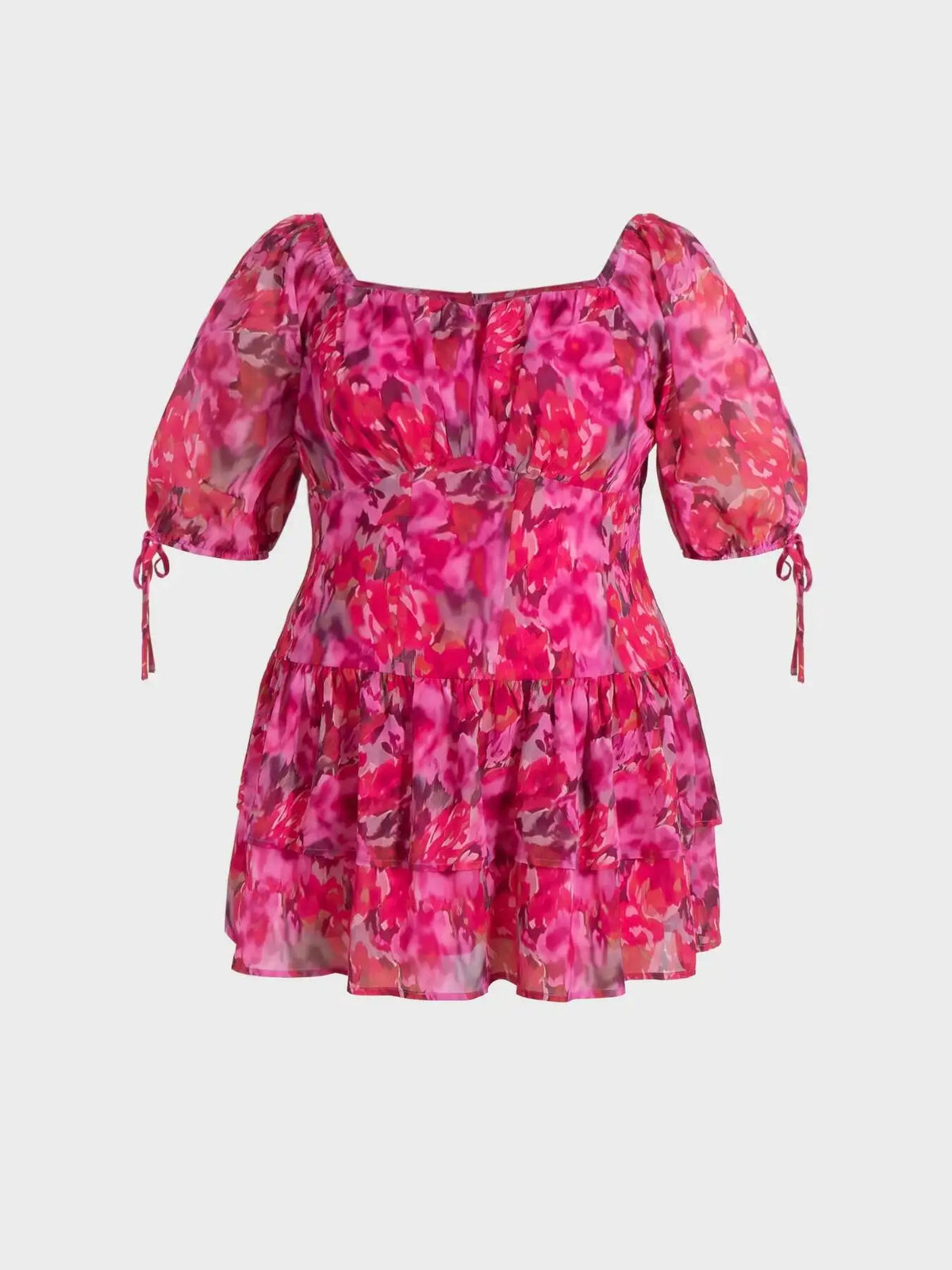 Print Chiffon Tiered Mini Dress