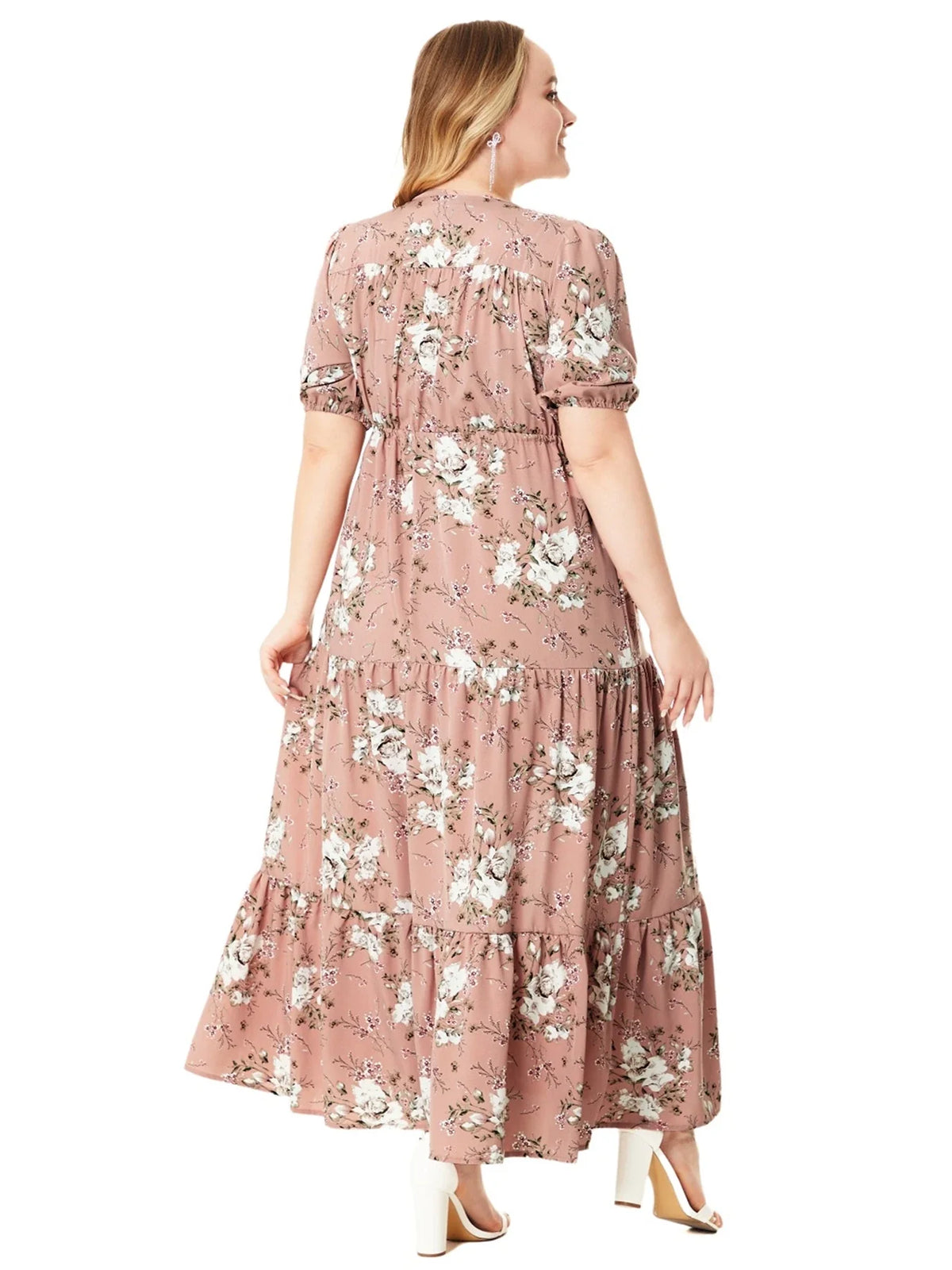 Casual Floral Print Half Sleeve Maxi