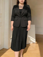Satin-Lapel Tailored Blazer Pantsuit
