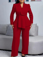 Taupe Authority Peplum Pantsuit Set