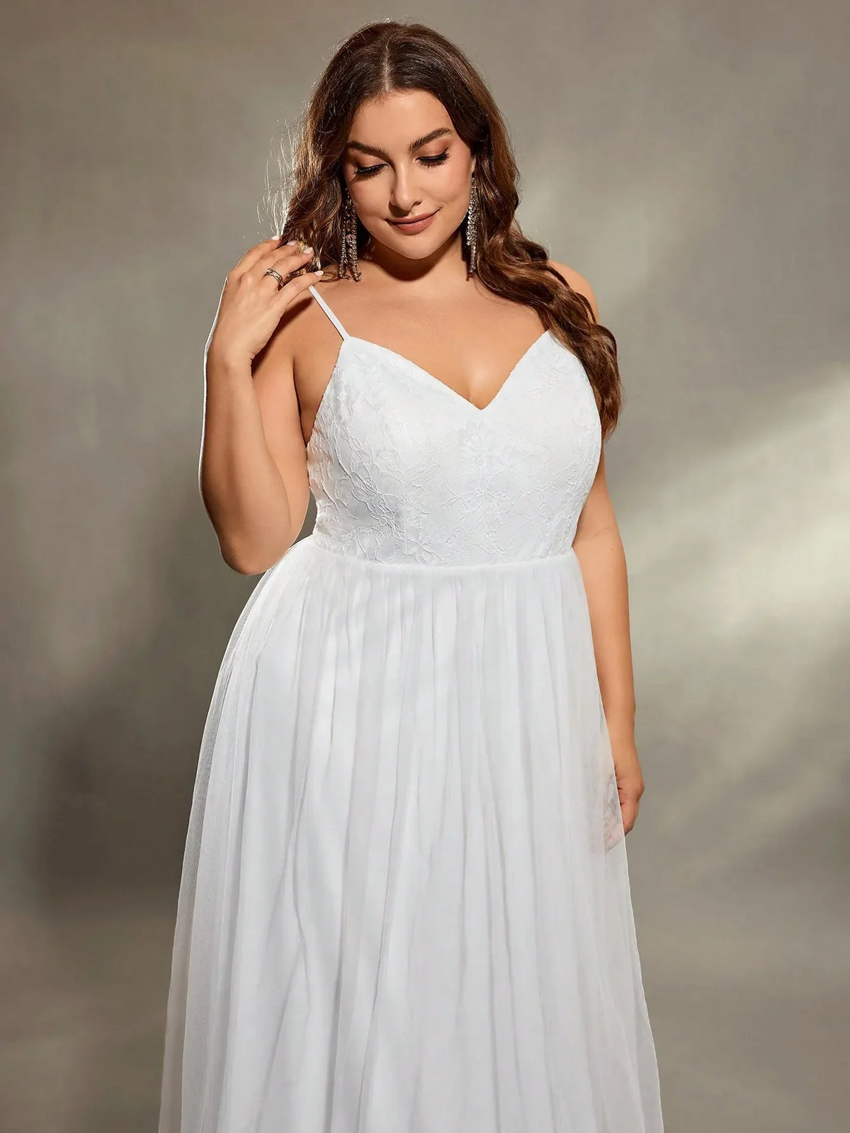 Lace patchwork & Tulle A-Line Midi Dress