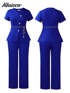 Jacket Coat and Straight-leg Pantsuit