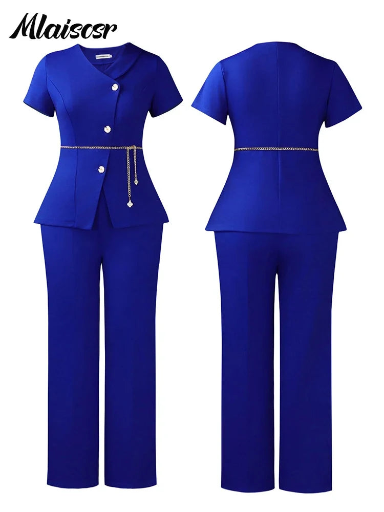 Jacket Coat and Straight-leg Pantsuit