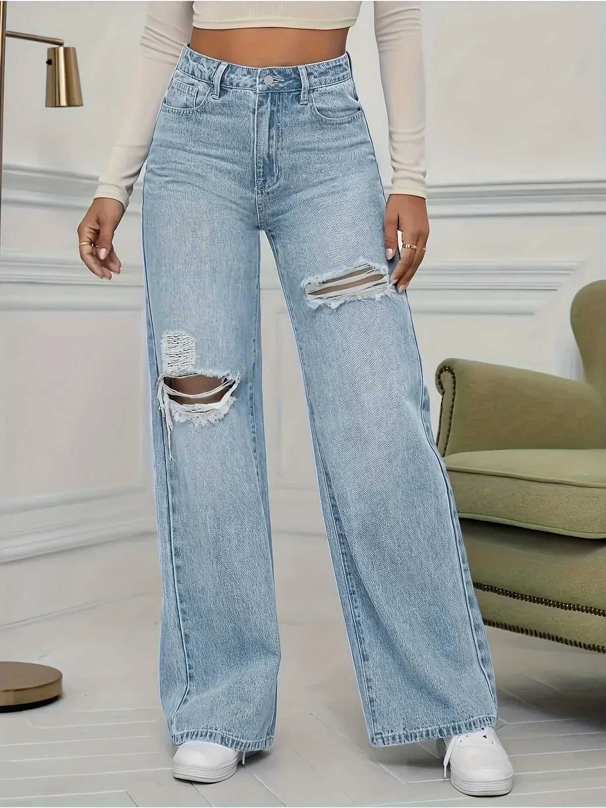 Stretch ripped trousers jeans