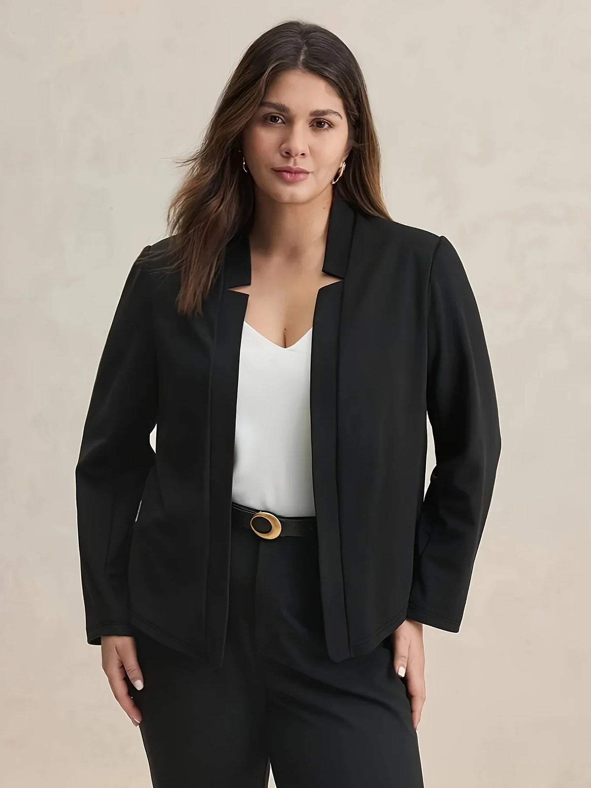 Open-Front Blazer and Tapered Pantsuit