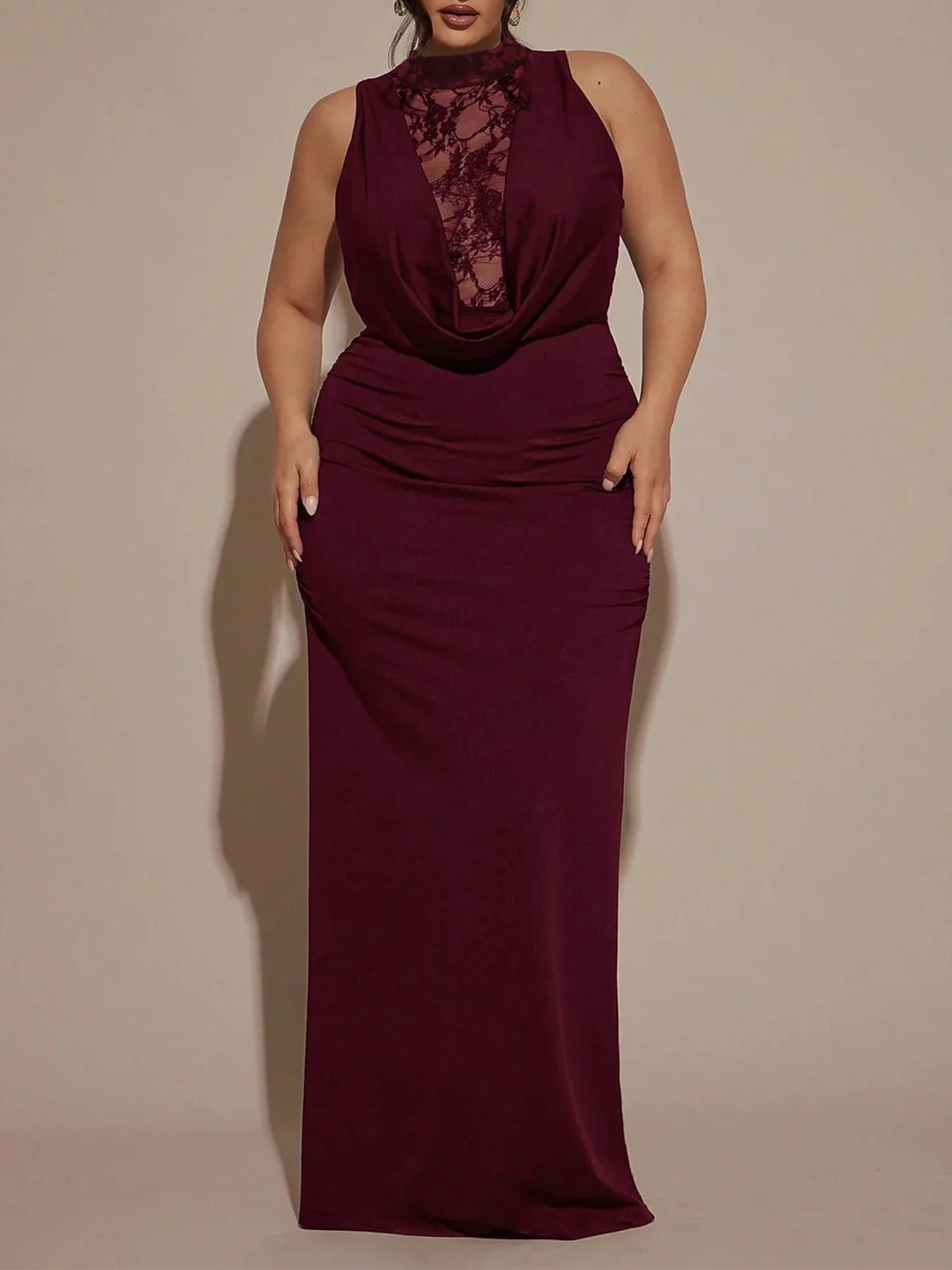 Sleeveless Lace Bodycon Fit Maxi Dress