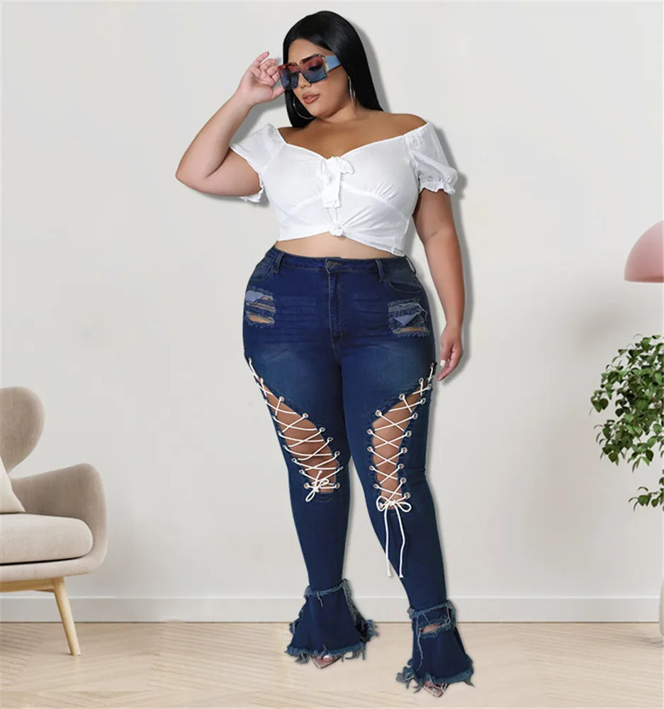 Glam Ripped High-Waist Jeans