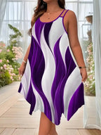 Geometric stripes printed double strap maxi dress