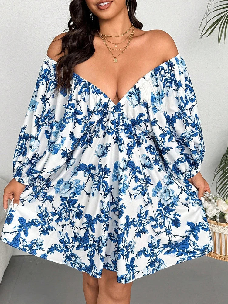 Ocean Bloom Romantic Floral Print maxi dress