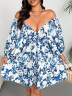 Ocean Bloom Romantic Floral Print maxi dress